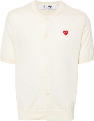 Comme Des Garçons Heart-patch wool cardigan - unisex - Wool - M - White