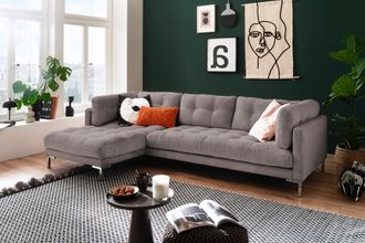 Trends by HG Ecksofa »Landau L-Form« in Cord-Stoff mit Metallfuss