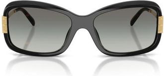 Tory Burch 56mm Rectangular Sunglasses in Black /Grey Gradient at Nordstrom