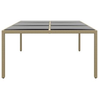Berkfield Home Garden Table 200x150x75 cm Tempered Glass & Poly Rattan Beige | Size: 200 x 150 x 75 cm