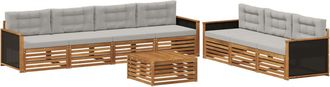 vidaXL Conjunto De Sof&aacute;s De Exterior 8 Uds. Natural Y Gris Claro Vidaxl