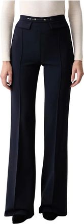 Elisabetta Franchi Pantaloni Palazzo Double Crepe - - Trousers - Donna - Blu - XL