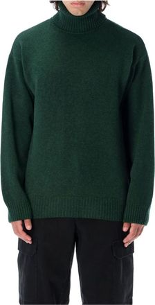 A.P.C. Trui met drop-shoulder en rolkraag - Heren - Coltruien - Groen - XL - Wol - Truien & Vesten