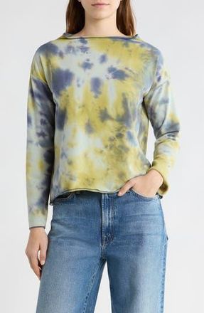 Go Couture Tie Dye Boat Neck Sweater in Blue Splash at Nordstrom Rack, Size X-Large