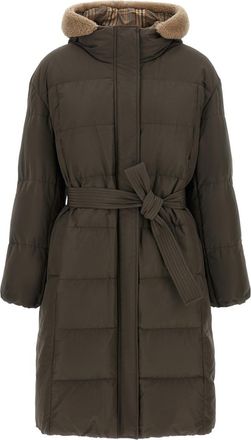 Brunello Cucinelli Green Quilted Hood Jacket