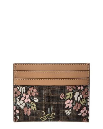 Fendi Fendi Roma Ff Jacquard & Leather Card Holder