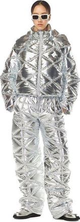 MCM Apres-Ski Quilted Puffer Jacket in Metallic Polyester in Silver at Nordstrom, Size Medium It