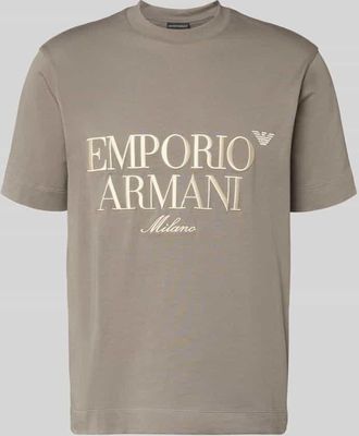 Emporio Armani T-Shirt mit Label-Stitching in Hellgrau, Größe XXXL