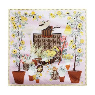 Fendi Scarves, female, Multicolor, Size: ONE SIZE Gardening Foulard 90x90