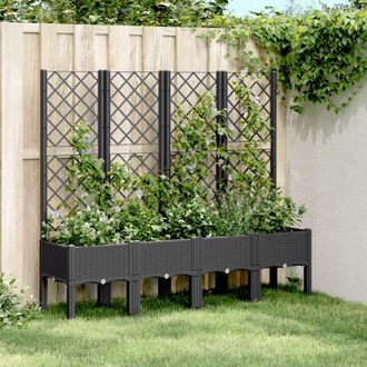 vidaXL Jardinera Con Enrejado Pp Negro 160x40x142 Cm Vidaxl