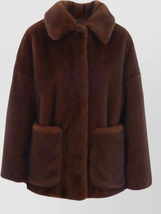 Herno faux fur cropped relaxed-fit jacket