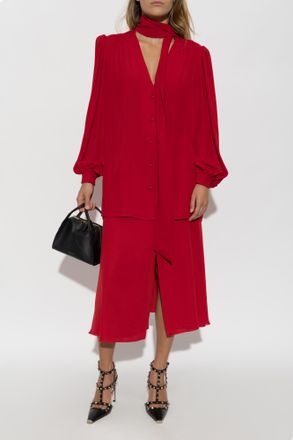 Valentino Garavani Silk Shirt, Womens, Red
