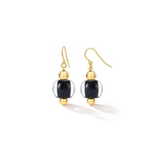 Gold & Honey Womens Bead Drop Earrings In Black & Gold