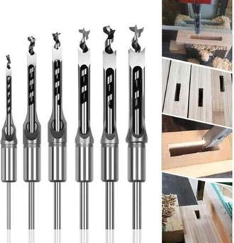 OEM Brocas Cuadradas Para Madera (6 Unidades) - Acero Endurecido, Tama&ntilde;os: 6,4 / 8 / 9,5 / 12,7 / 14 / 16 Mm - Para Mortajas Y Cinceles De Precisi&oacute;n