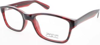 Signature Ladies Red Rectangular Eyeglass Frames S7002RedStripe54