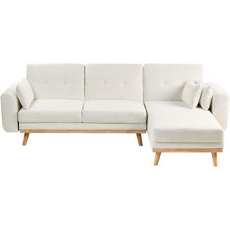 Beliani Beliani - Sof&aacute; Esquinero Tapizado En Forma De L Asiento Acolchado Izquierdo De Tela Blanca Kaarina