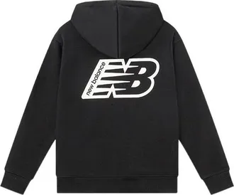 New Balance Classic Casual Logo Print Hoodie Asia Sizing Black White AMT23511-BK