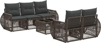 vidaXL Conjunto De Sof&aacute;s De Jard&iacute;n 6 Uds. Gris Rat&aacute;n Sint&eacute;tico Vidaxl