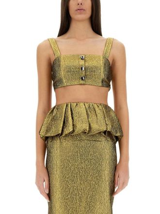 Self Portrait Metallic Jacquard Crop Top