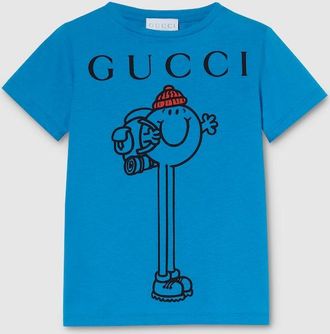 Gucci Kids - Cotton T-shirt With Print, Size 10 years, Blue, Ready-to-wear