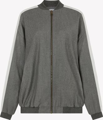 Serena Bute Cashmere Blend Bomber Jacket - Dark Grey