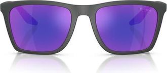 Prada 56mm Pillow Sunglasses in Rubbered Grey /Blue Violet at Nordstrom
