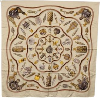 Herm&egrave;s Pre-owned Silk Scarf - Dames - Vintage Accessoires - Beige - ONE Size - Vintage