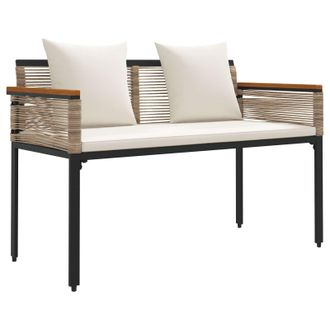 vidaXL Banco De Exterior Con Coj&iacute;n Beige Y Crema 117 X 54 X 74.5 Cm Vidaxl