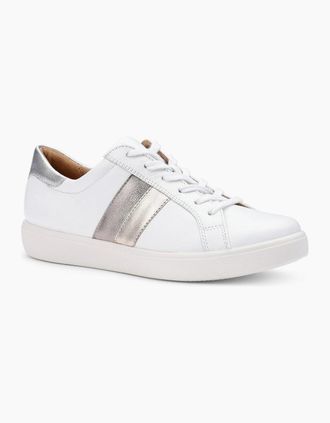 Hotter Womens Switched Womens Wide Fit Trainers - White Metallic Leath - Size: 6.5