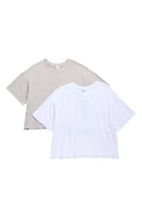 90 Degree by Reflex Echo 2-Pack Supersoft High-Low Boxy T-Shirts in White/Htr.grey at Nordstrom Rack, Size X-Large