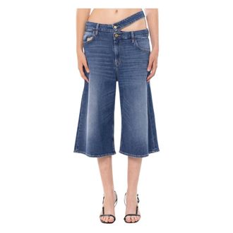 Cycle Korte Broeken, Dames, Blauw, W26, Katoen, Missy Wide-Leg Double Waist Shorts