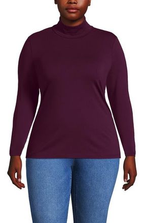 Lands End Plus Size Lightweight Jersey Long Sleeve Turtleneck in Vivid Plum at Nordstrom, Size 1X