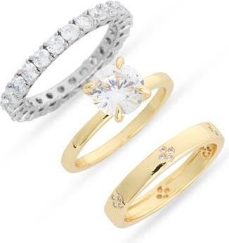 Covet Set of 3 Stacking Rings in Clear/Two Tone at Nordstrom Rack, Size 6