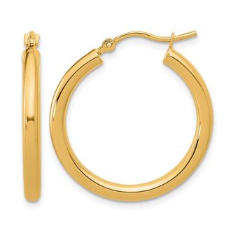 Diamond2Deal 14k Gold Polished 2.5mm Round Lightweight Tube Hoop Earrings