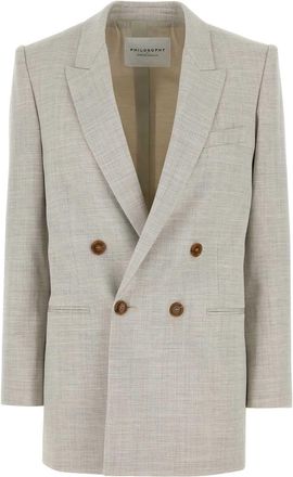 Philosophy di Lorenzo Serafini Melange Light Grey Stretch Wool Blend Blazer