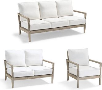 Frontgate Winhill Seating Replacement Cushions - Lounge Chair, Standard, Sintre Tile Air Blue with Restored Chalk Piping - Frontgate