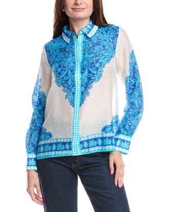 Lilly Pulitzer Kiran Linen-Blend Button Top