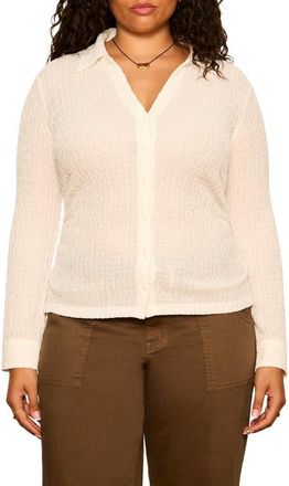 Sanctuary Juno Textured Button Front Shirt in Chalk White at Nordstrom, Size 3X