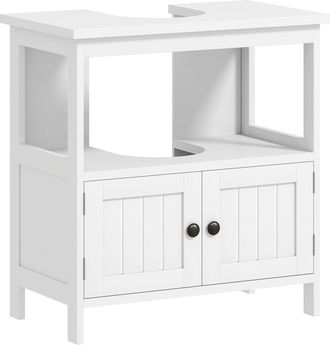 OEM Mueble Para Debajo Del Lavabo Con 2 Puertas Y Estante Abierto Mueble Para Lavabo Con Pie 60x30x60 Cm Blanco