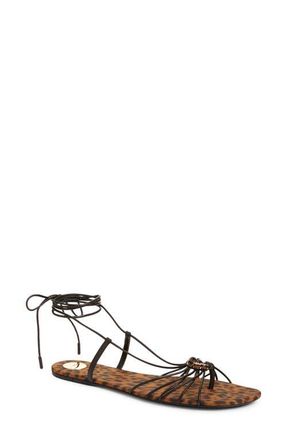 Saint Laurent Bridget Wraparound Ankle Strap Sandal in Eagle Brown at Nordstrom, Size 6.5Us
