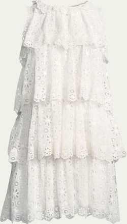 Rebecca Taylor Tiered Sleeveless Pinwheel Eyelet Dress