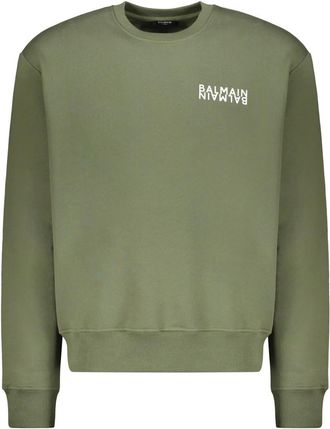 Balmain Katoenen sweatshirt met logo - Heren - Sweatshirts - Groen - M - Katoen - Hoodies & sweatvesten