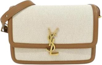 Saint Laurent Pre-owned Solferino Medium Canvas Leather Shoulder Bag - Dames - Vintage Schoudertas - Beige - ONE Size - Leer - Vintage