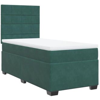 vidaXL Vidaxl - Cama Box Spring Con Colch&oacute;n Terciopelo Verde Oscuro 90x190 Cm