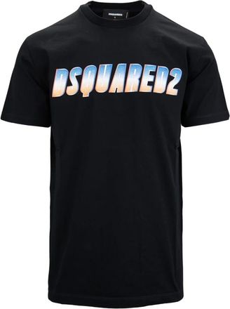 Dsquared2 Tops, Heren, Zwart, L, Katoen, Slip-On T-Shirt met Glitter