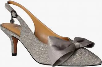 J. Rene&eacute; Womens Devika Sling Back Pumps In Pewter Dance Glitter
