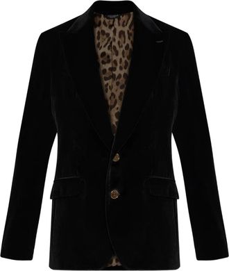 Dolce & Gabbana Velvet Notched-Lapel Blazer-Uomo