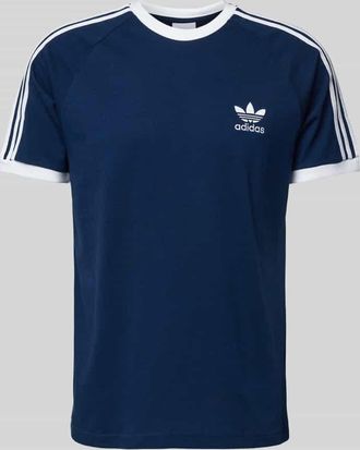 adidas Originals T-Shirt mit gerippten Abschlüssen in Marine, Größe XS