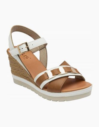 Lotus Womens Lotus Tassere wedge sandal in white - Brown - Size: 6
