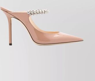 Jimmy Choo London leather patent crystal-embellished stiletto-heel mules